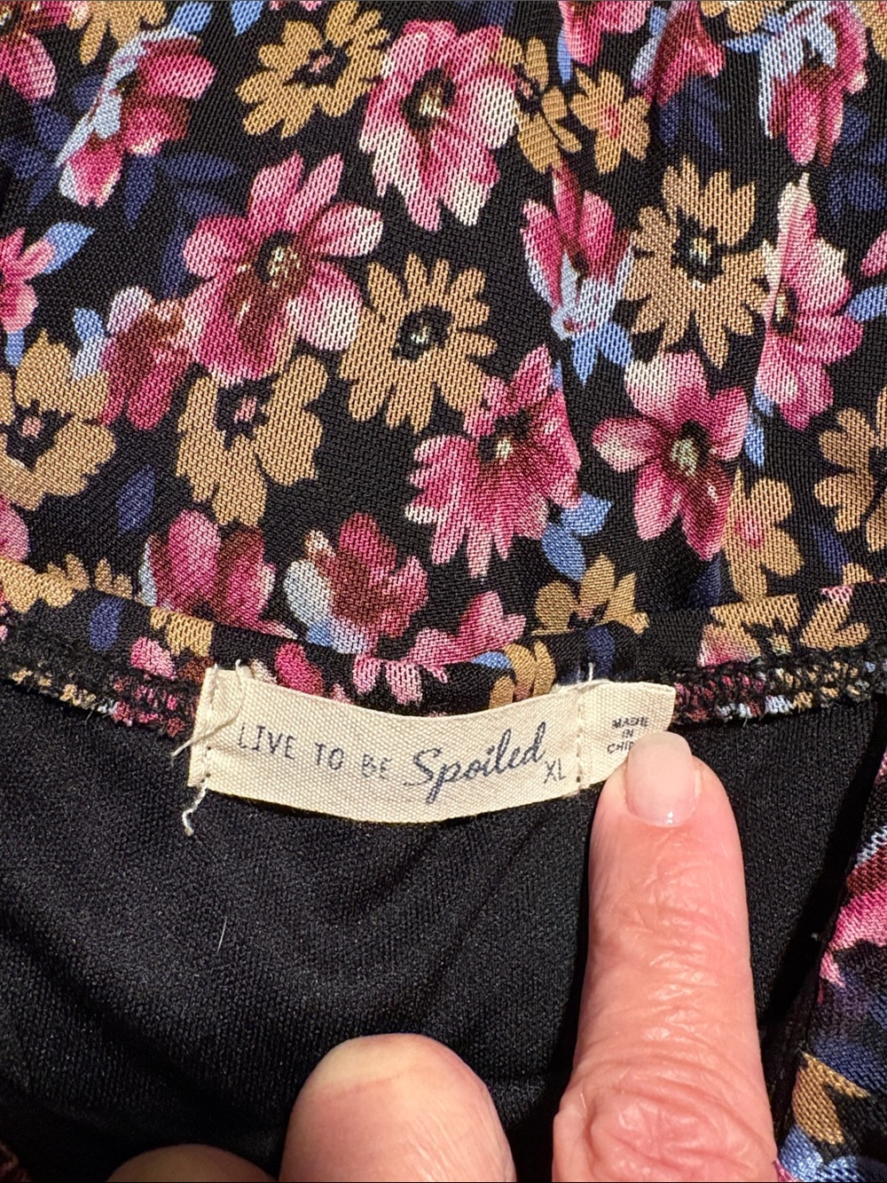 Floral Pink and Black Spaghetti-Strap Women's Dress - Picture 7 of 7
